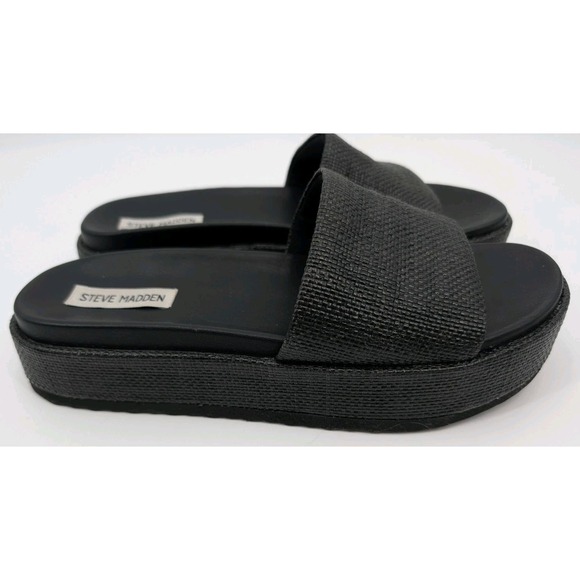 Steve Madden Shoes - Steve Madden Kasper Slide Black Woven Platform Slip Ons Size 10